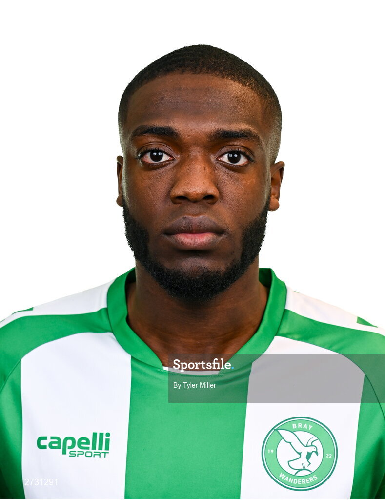 10 February 2024; Cole Omorehiomwan poses for a portrait during a Bray Wanderers FC squad portraits session at Carlisle Grounds in Bray, Wicklow. Photo by Tyler Miller/Sportsfile