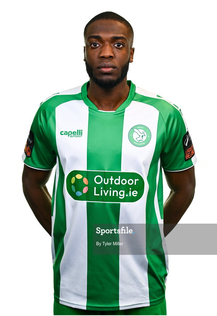 10 February 2024; Cole Omorehiomwan poses for a portrait during a Bray Wanderers FC squad portraits session at Carlisle Grounds in Bray, Wicklow. Photo by Tyler Miller/Sportsfile