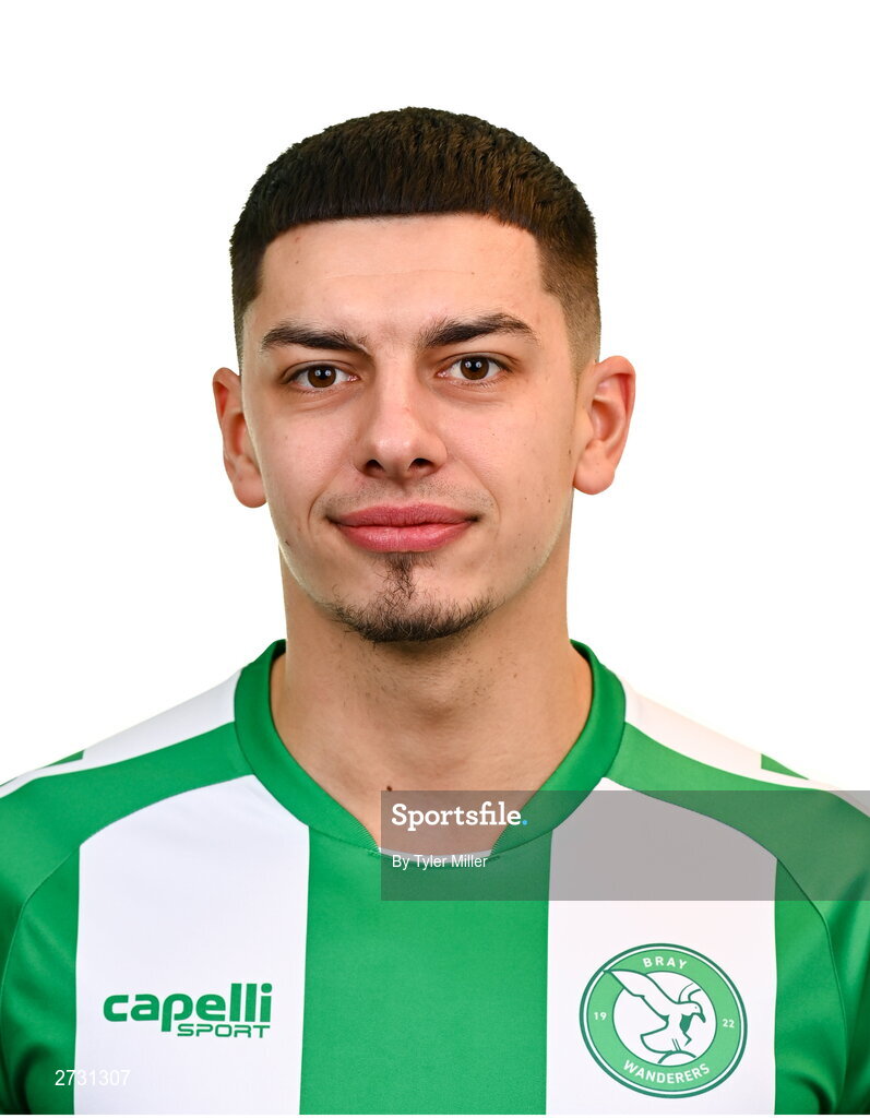 10 February 2024; Cristian Magerusan poses for a portrait during a Bray Wanderers FC squad portraits session at Carlisle Grounds in Bray, Wicklow. Photo by Tyler Miller/Sportsfile