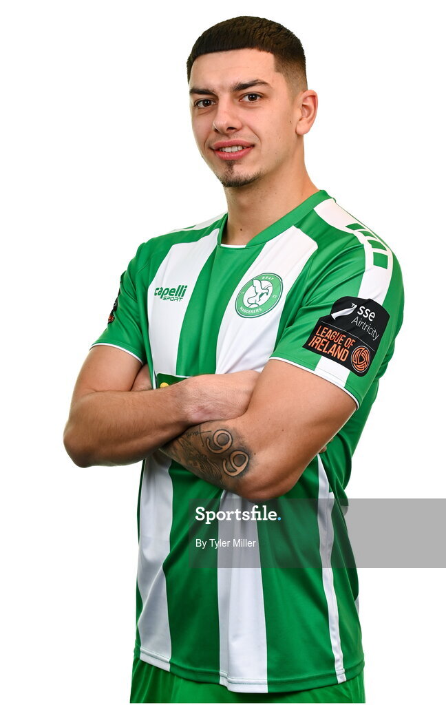 10 February 2024; Cristian Magerusan poses for a portrait during a Bray Wanderers FC squad portraits session at Carlisle Grounds in Bray, Wicklow. Photo by Tyler Miller/Sportsfile