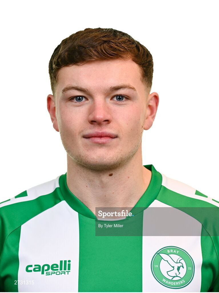10 February 2024; Callum Thompson poses for a portrait during a Bray Wanderers FC squad portraits session at Carlisle Grounds in Bray, Wicklow. Photo by Tyler Miller/Sportsfile