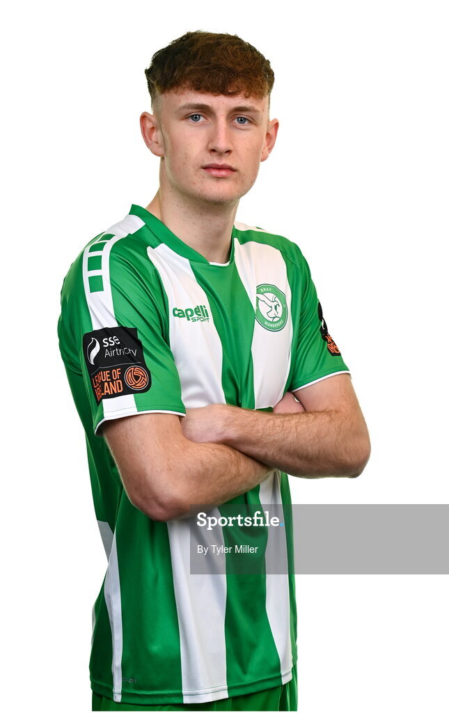 10 February 2024; Freddie Turley poses for a portrait during a Bray Wanderers FC squad portraits session at Carlisle Grounds in Bray, Wicklow. Photo by Tyler Miller/Sportsfile