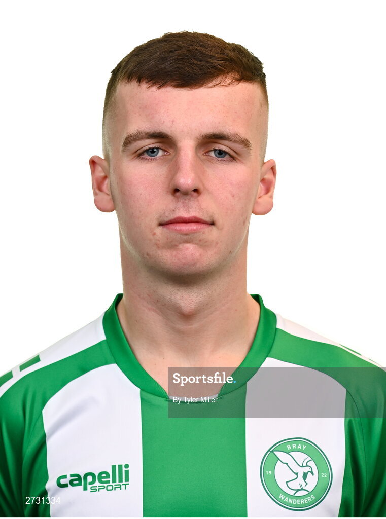 10 February 2024; Thomas Morgan poses for a portrait during a Bray Wanderers FC squad portraits session at Carlisle Grounds in Bray, Wicklow. Photo by Tyler Miller/Sportsfile