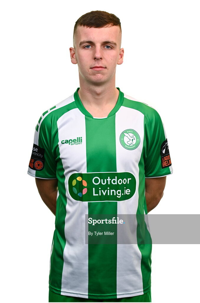 10 February 2024; Thomas Morgan poses for a portrait during a Bray Wanderers FC squad portraits session at Carlisle Grounds in Bray, Wicklow. Photo by Tyler Miller/Sportsfile