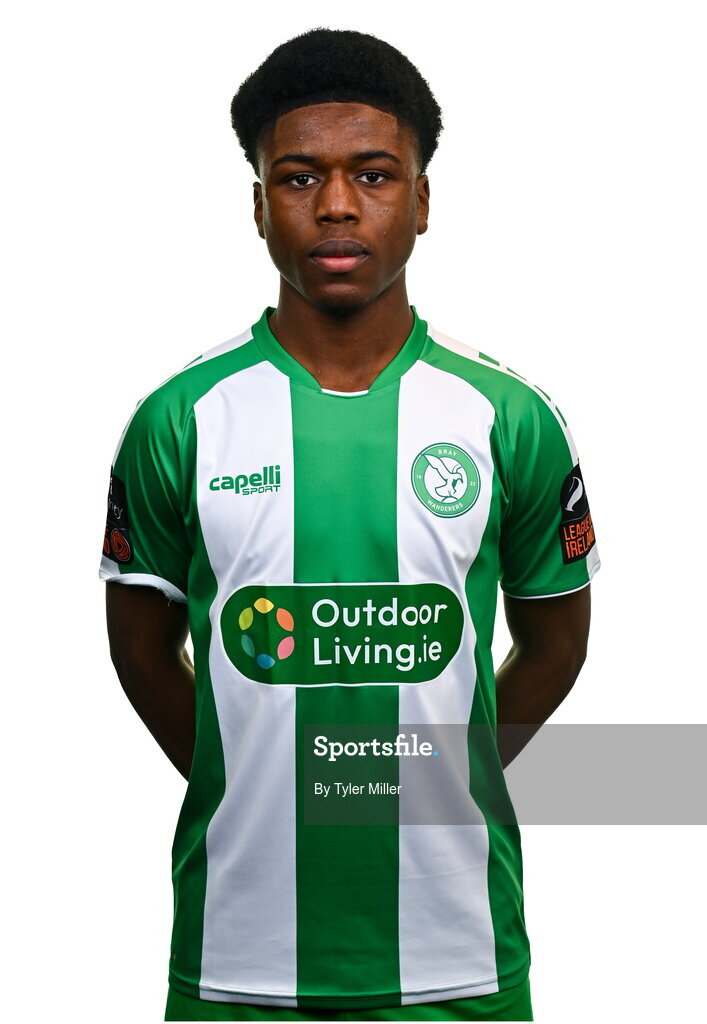 10 February 2024; Alain Kizenga poses for a portrait during a Bray Wanderers FC squad portraits session at Carlisle Grounds in Bray, Wicklow. Photo by Tyler Miller/Sportsfile