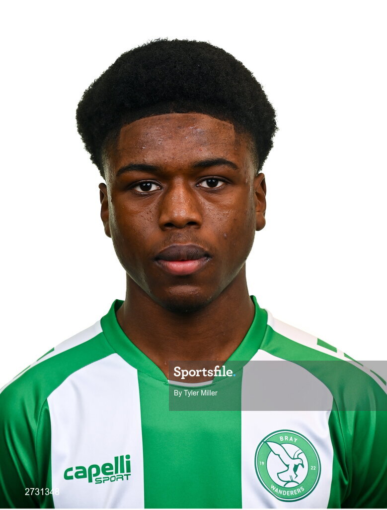 10 February 2024; Alain Kizenga poses for a portrait during a Bray Wanderers FC squad portraits session at Carlisle Grounds in Bray, Wicklow. Photo by Tyler Miller/Sportsfile