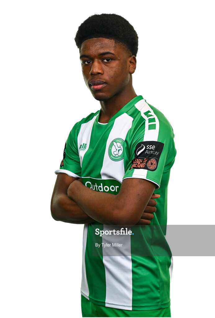 10 February 2024; Alain Kizenga poses for a portrait during a Bray Wanderers FC squad portraits session at Carlisle Grounds in Bray, Wicklow. Photo by Tyler Miller/Sportsfile
