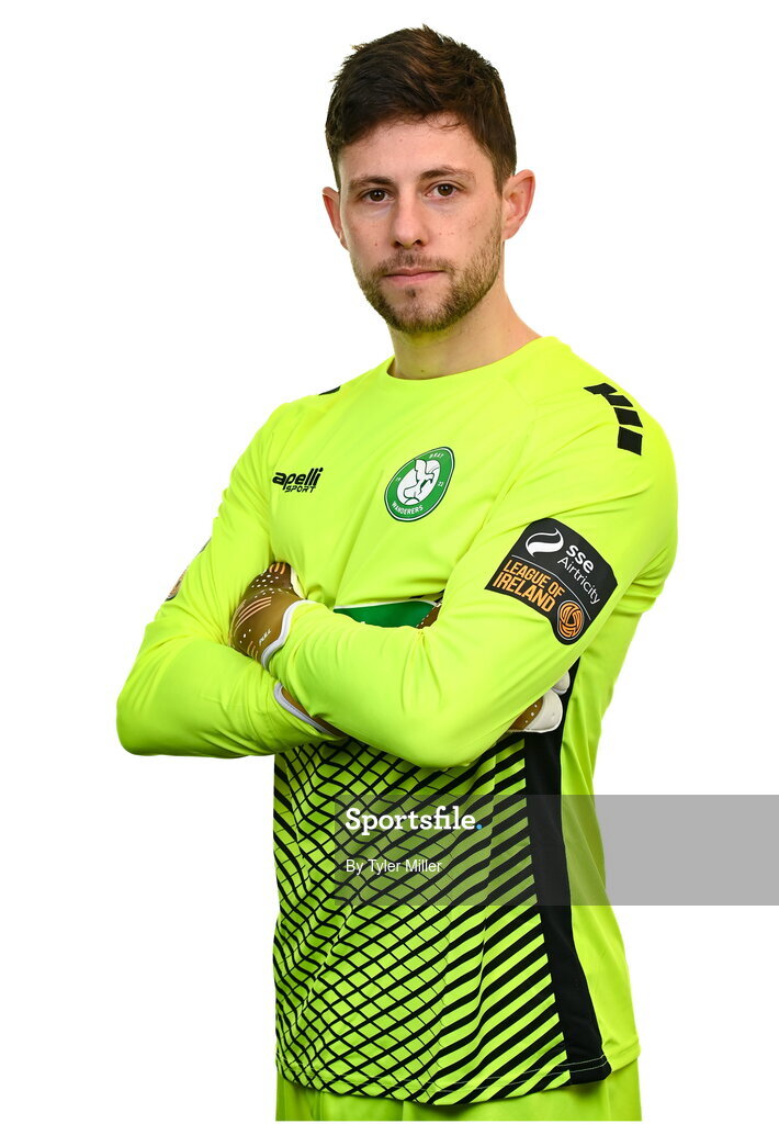 10 February 2024; Goalkeeper Stephen McGuinness poses for a portrait during a Bray Wanderers FC squad portraits session at Carlisle Grounds in Bray, Wicklow. Photo by Tyler Miller/Sportsfile