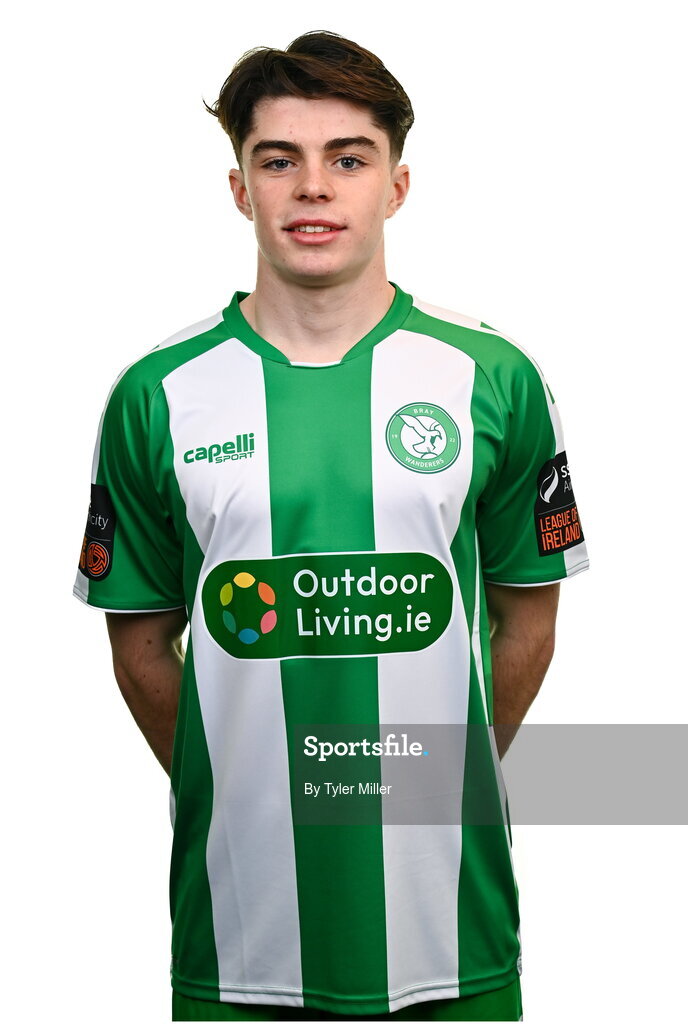 10 February 2024; Josh McGlone poses for a portrait during a Bray Wanderers FC squad portraits session at Carlisle Grounds in Bray, Wicklow. Photo by Tyler Miller/Sportsfile