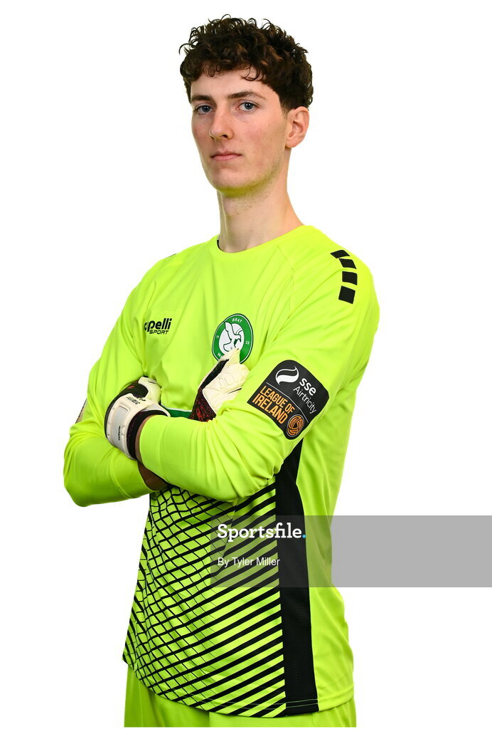 10 February 2024; Goalkeeper Ben Clark poses for a portrait during a Bray Wanderers FC squad portraits session at Carlisle Grounds in Bray, Wicklow. Photo by Tyler Miller/Sportsfile