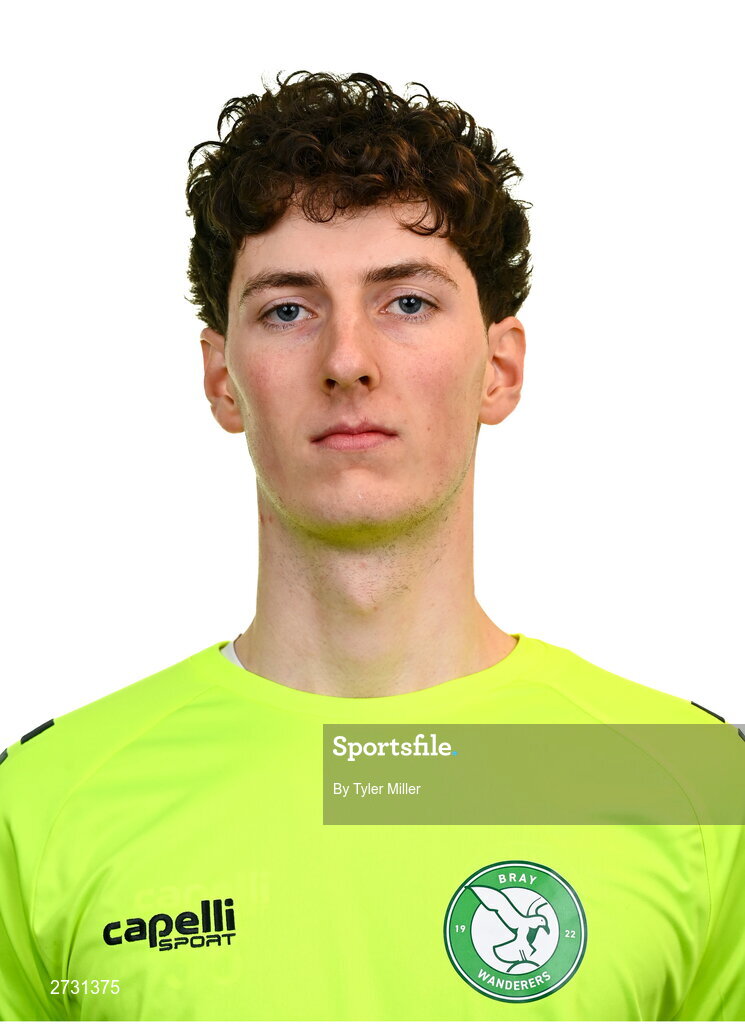 10 February 2024; Goalkeeper Ben Clark poses for a portrait during a Bray Wanderers FC squad portraits session at Carlisle Grounds in Bray, Wicklow. Photo by Tyler Miller/Sportsfile