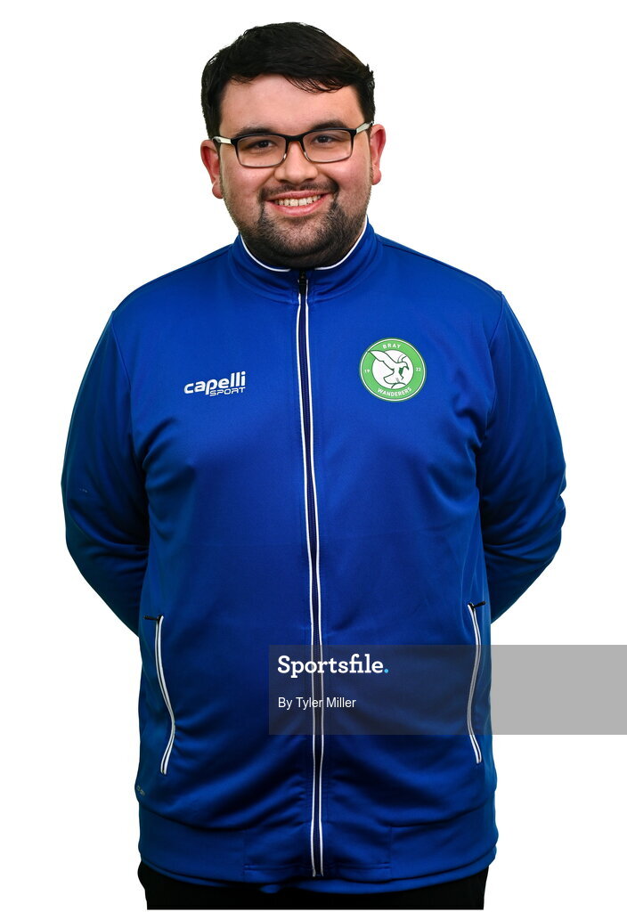 10 February 2024; Kitman Josh Dolan poses for a portrait during a Bray Wanderers FC squad portraits session at Carlisle Grounds in Bray, Wicklow. Photo by Tyler Miller/Sportsfile