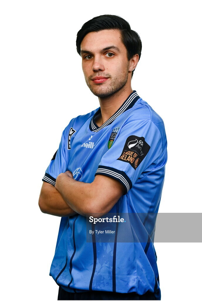 9 February 2024; Sean Brennan poses for a portrait during a UCD FC squad portraits session at UCD Bowl in Belfield, Dublin. Photo by Tyler Miller/Sportsfile