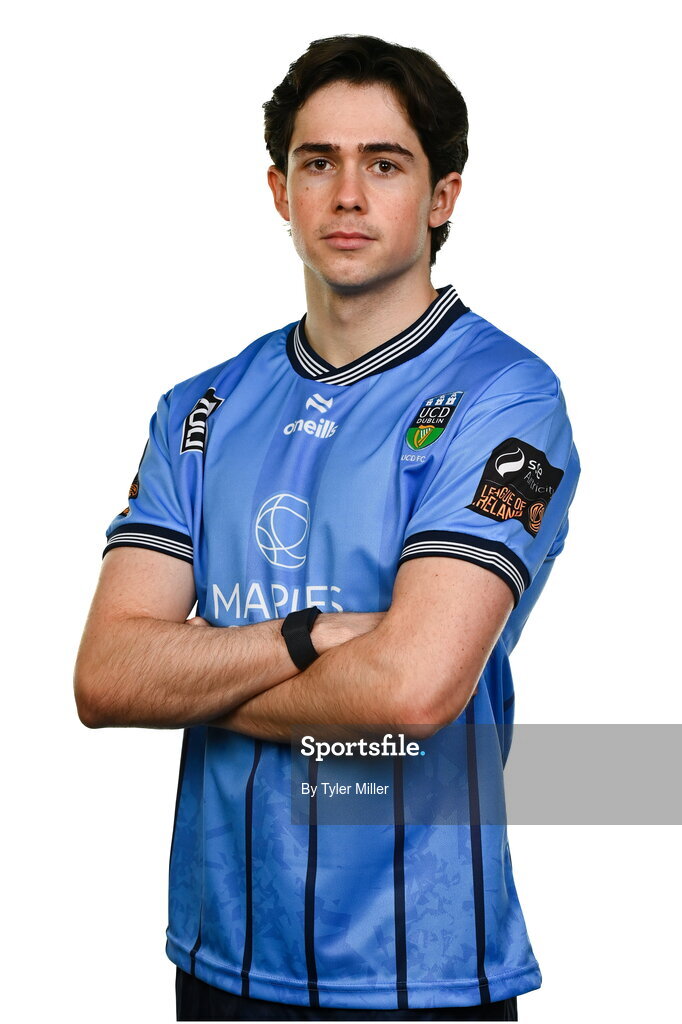 9 February 2024; Adam Verdon poses for a portrait during a UCD FC squad portraits session at UCD Bowl in Belfield, Dublin. Photo by Tyler Miller/Sportsfile