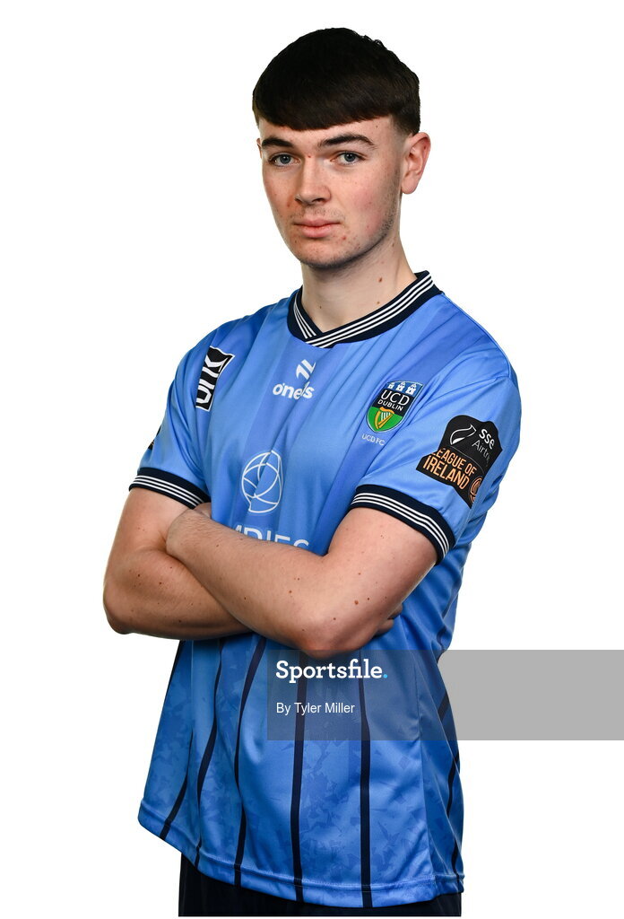 9 February 2024; Colin Bolton poses for a portrait during a UCD FC squad portraits session at UCD Bowl in Belfield, Dublin. Photo by Tyler Miller/Sportsfile