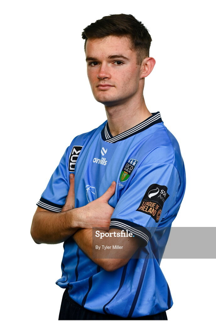 9 February 2024; Donal Higgins poses for a portrait during a UCD FC squad portraits session at UCD Bowl in Belfield, Dublin. Photo by Tyler Miller/Sportsfile