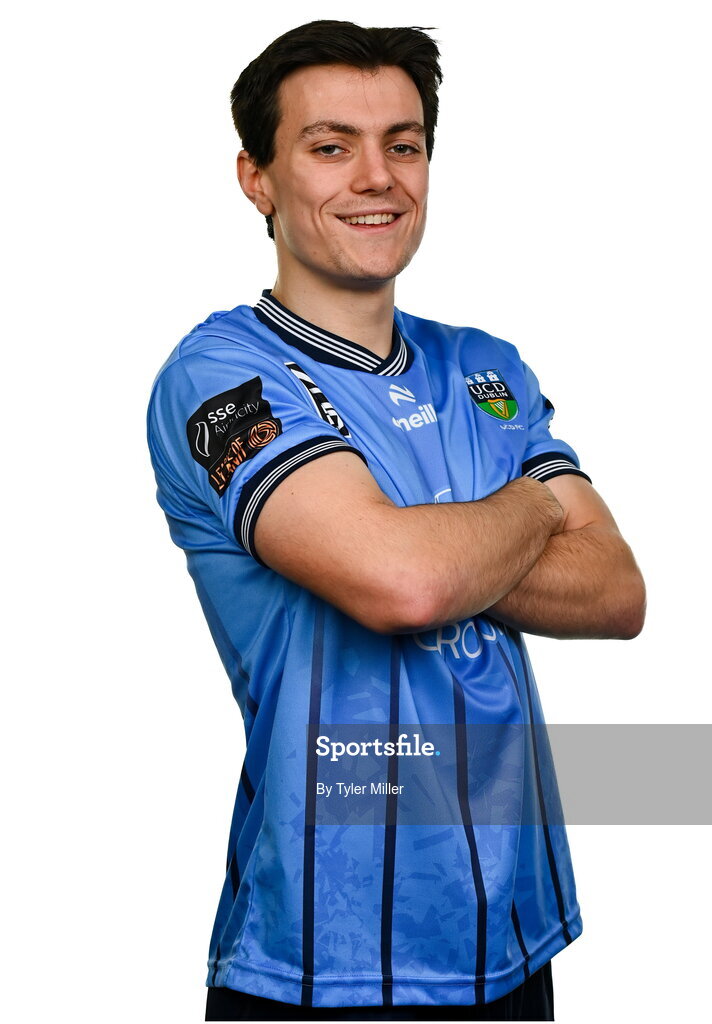 9 February 2024; Danú Kinsella-Bishop poses for a portrait during a UCD FC squad portraits session at UCD Bowl in Belfield, Dublin. Photo by Tyler Miller/Sportsfile