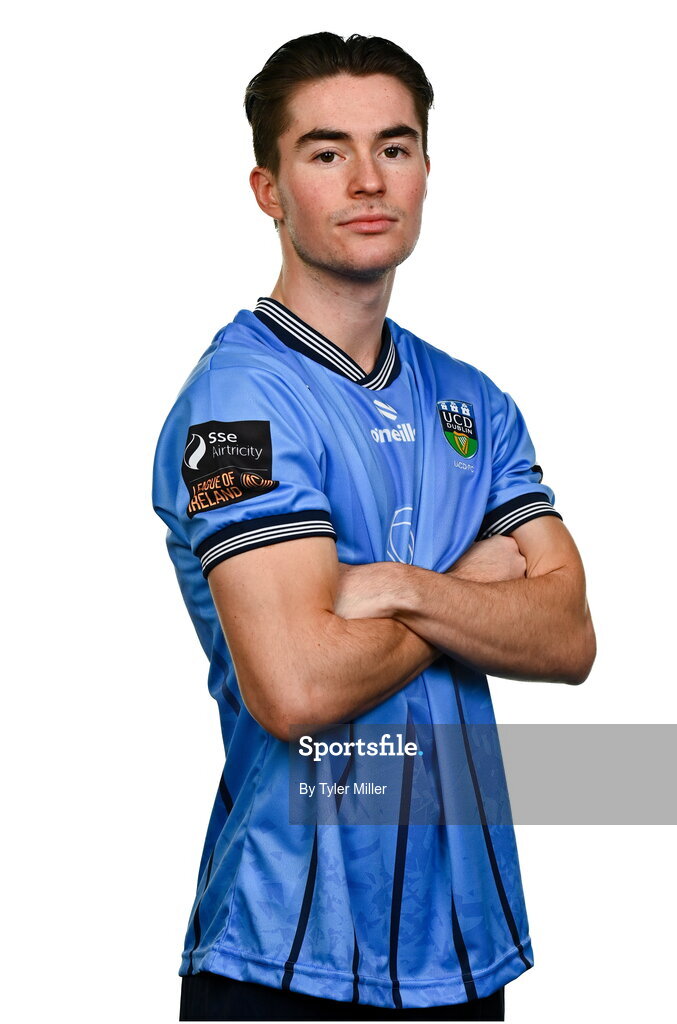 9 February 2024; Danny Norris poses for a portrait during a UCD FC squad portraits session at UCD Bowl in Belfield, Dublin. Photo by Tyler Miller/Sportsfile
