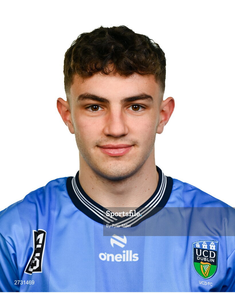 9 February 2024; Éanna Clancy poses for a portrait during a UCD FC squad portraits session at UCD Bowl in Belfield, Dublin. Photo by Tyler Miller/Sportsfile