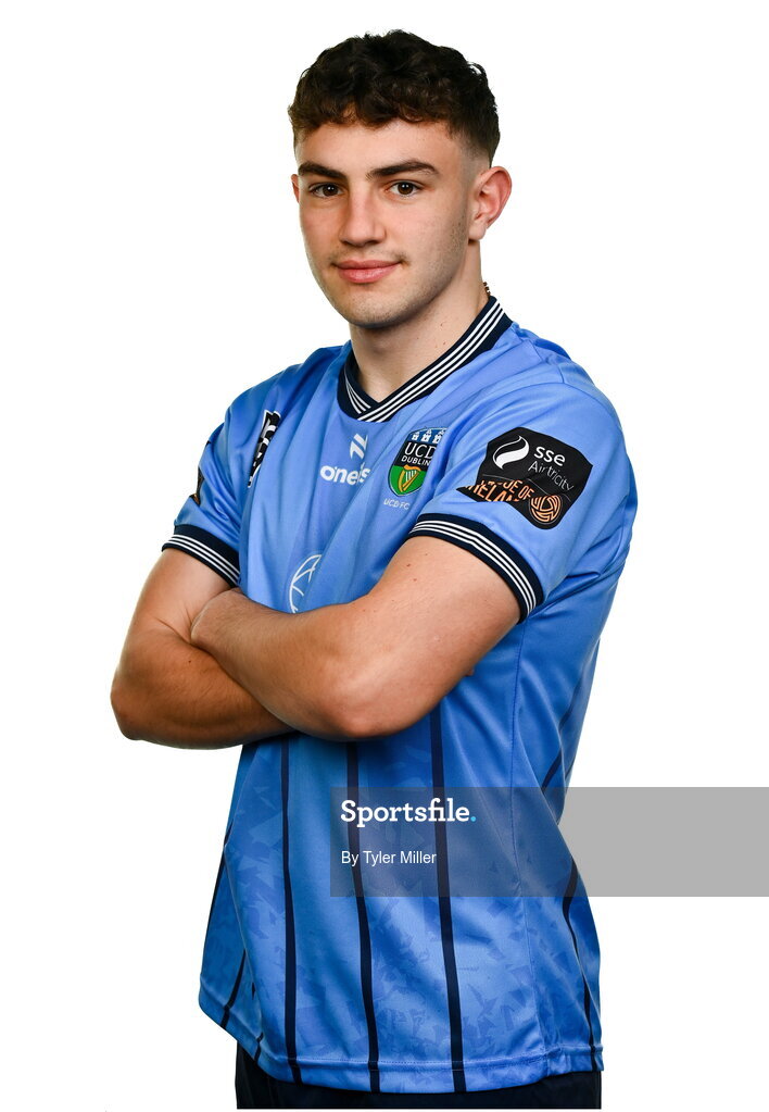 9 February 2024; Éanna Clancy poses for a portrait during a UCD FC squad portraits session at UCD Bowl in Belfield, Dublin. Photo by Tyler Miller/Sportsfile