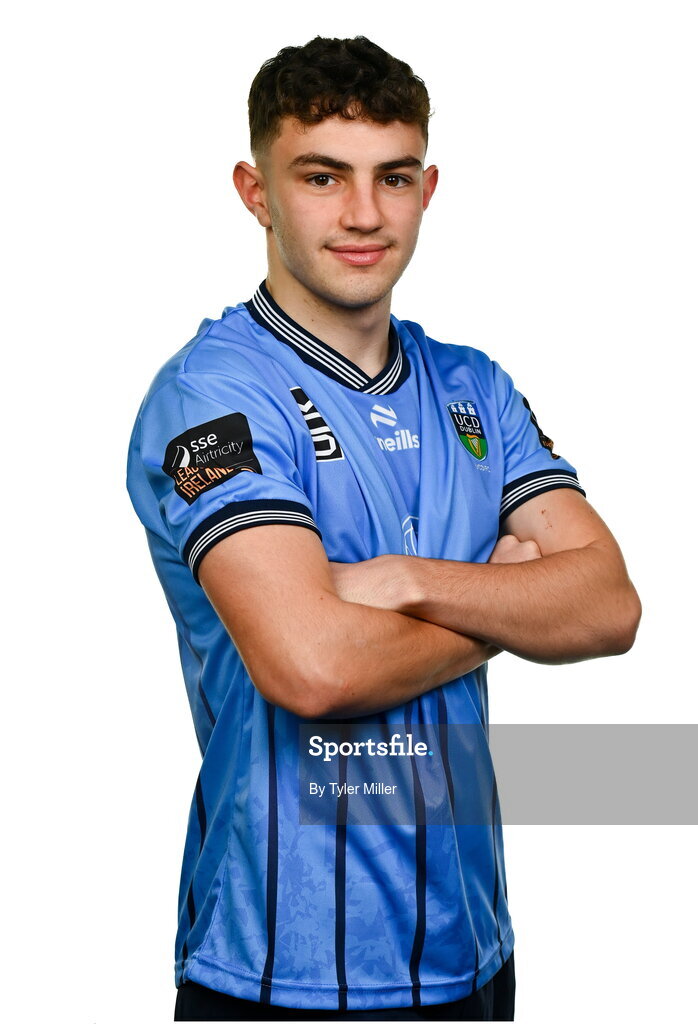 9 February 2024; Éanna Clancy poses for a portrait during a UCD FC squad portraits session at UCD Bowl in Belfield, Dublin. Photo by Tyler Miller/Sportsfile