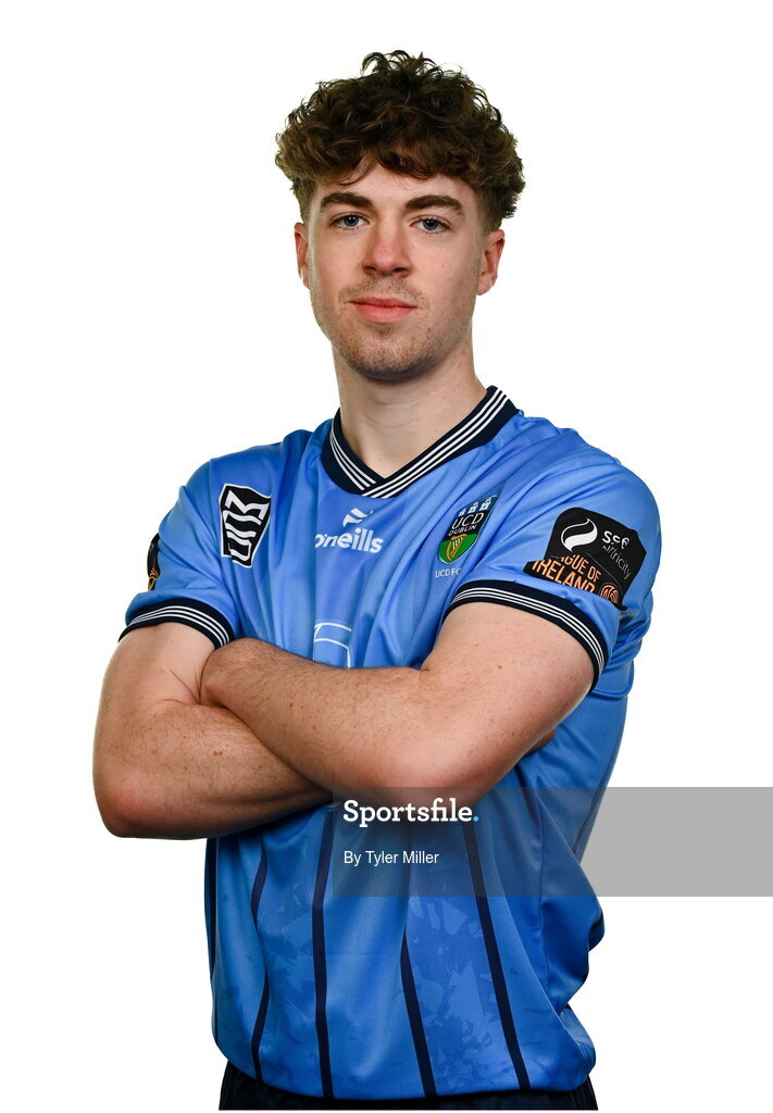 9 February 2024; Niall Holohan poses for a portrait during a UCD FC squad portraits session at UCD Bowl in Belfield, Dublin. Photo by Tyler Miller/Sportsfile