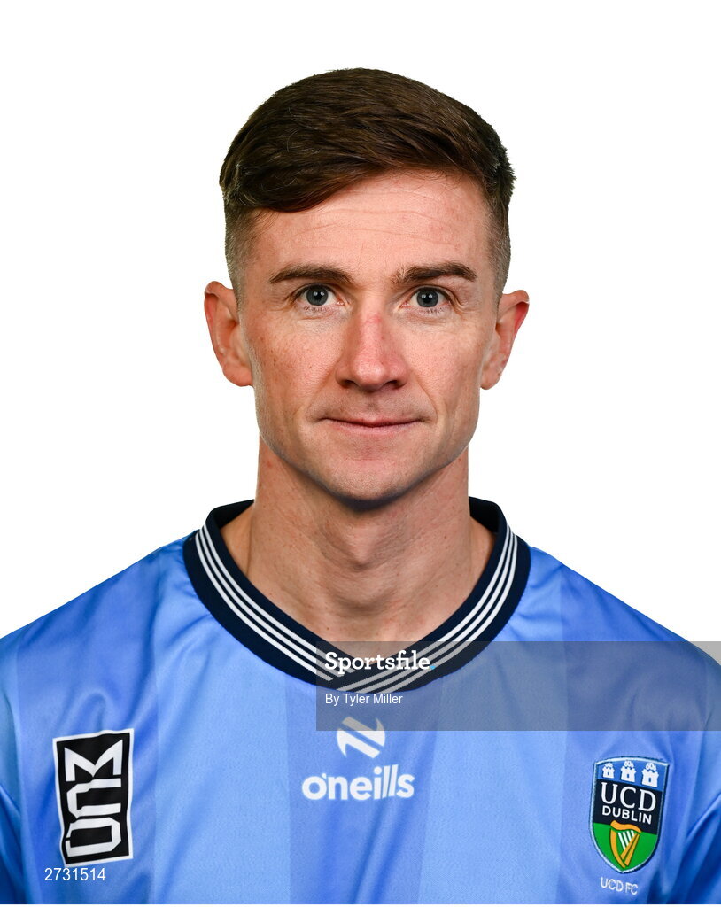 9 February 2024; Ronan Finn poses for a portrait during a UCD FC squad portraits session at UCD Bowl in Belfield, Dublin. Photo by Tyler Miller/Sportsfile