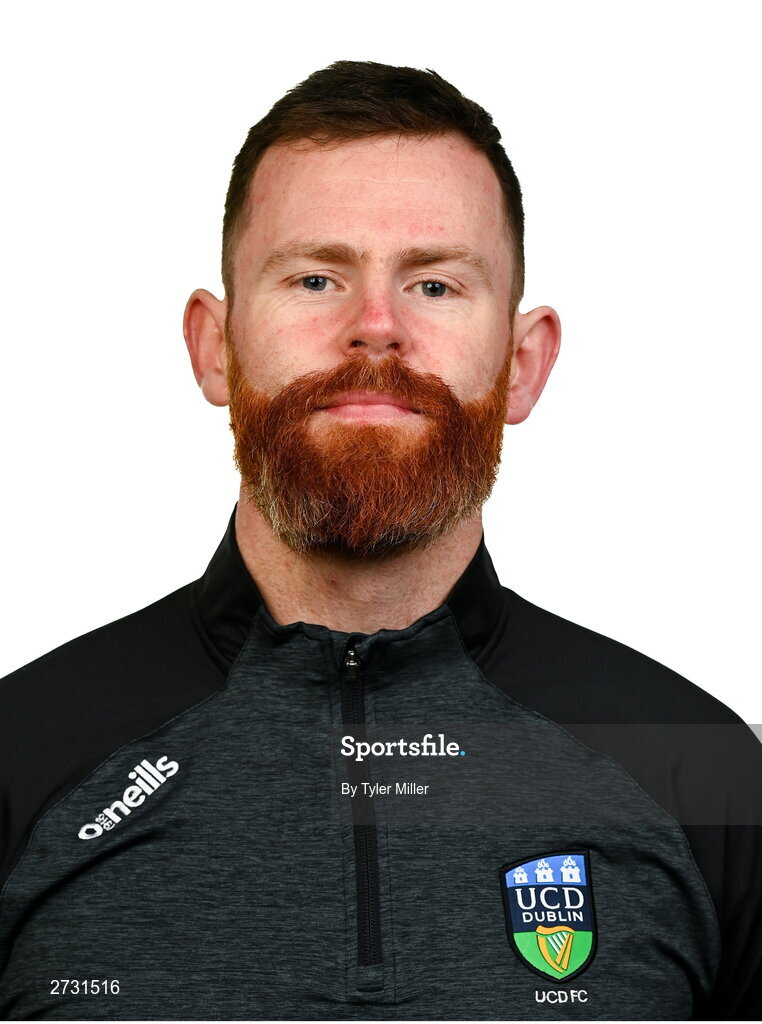 9 February 2024; Goalkeeper coach Ger Barron poses for a portrait during a UCD FC squad portraits session at UCD Bowl in Belfield, Dublin. Photo by Tyler Miller/Sportsfile