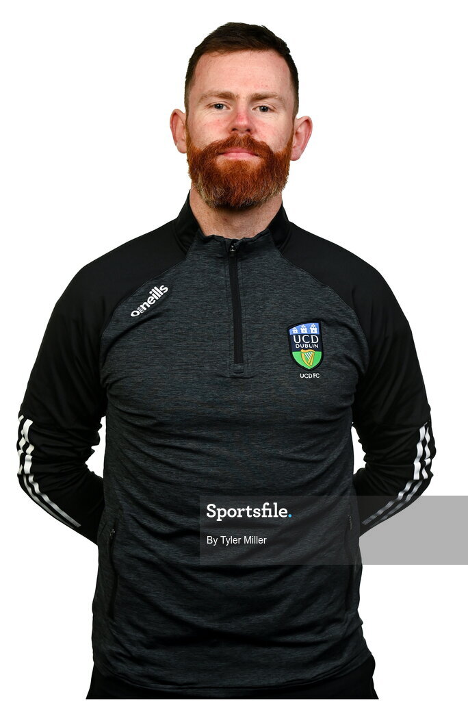 9 February 2024; Goalkeeper coach Ger Barron poses for a portrait during a UCD FC squad portraits session at UCD Bowl in Belfield, Dublin. Photo by Tyler Miller/Sportsfile