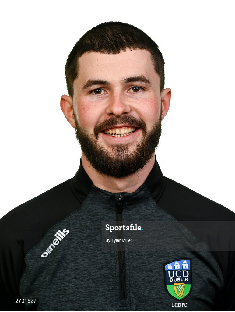 9 February 2024; First Team coach Cormac Henry poses for a portrait during a UCD FC squad portraits session at UCD Bowl in Belfield, Dublin. Photo by Tyler Miller/Sportsfile