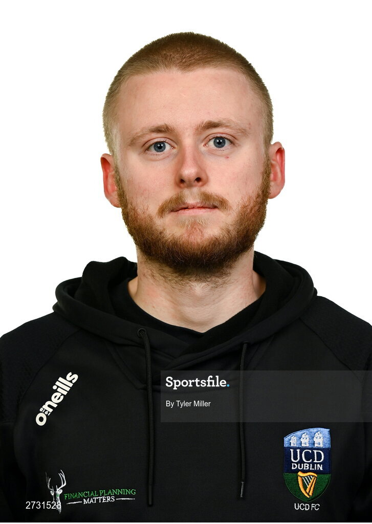 9 February 2024; Analyst Dillon Hennessy poses for a portrait during a UCD FC squad portraits session at UCD Bowl in Belfield, Dublin. Photo by Tyler Miller/Sportsfile