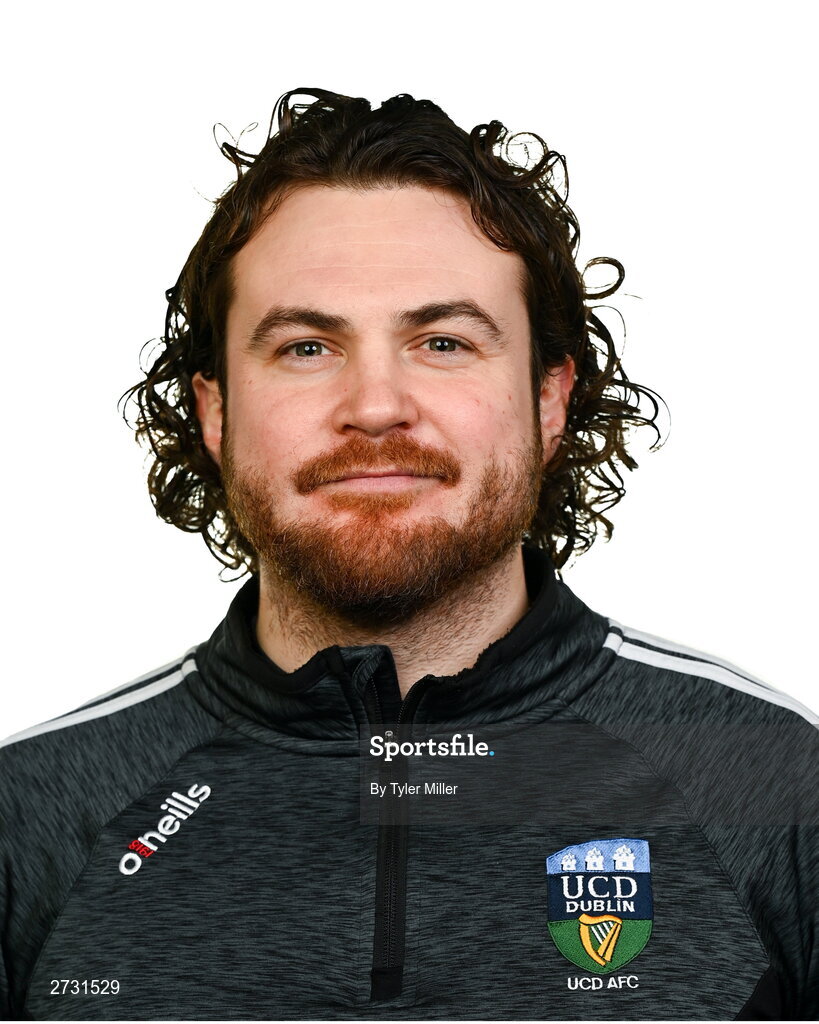 9 February 2024; Media officer Brendan Lacey poses for a portrait during a UCD FC squad portraits session at UCD Bowl in Belfield, Dublin. Photo by Tyler Miller/Sportsfile
