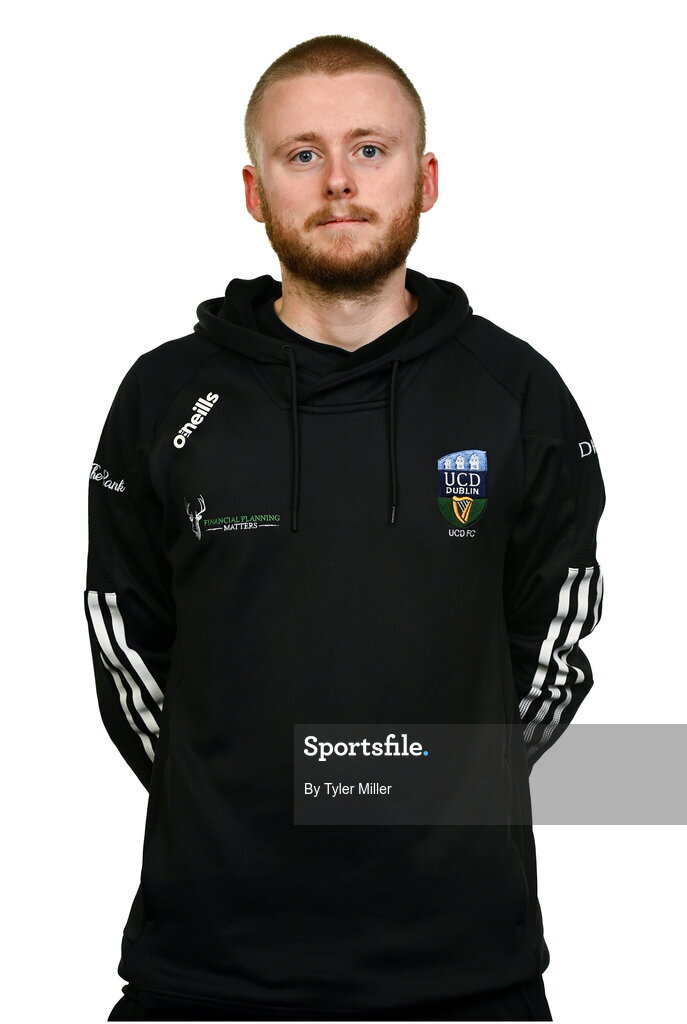 9 February 2024; Analyst Dillon Hennessy poses for a portrait during a UCD FC squad portraits session at UCD Bowl in Belfield, Dublin. Photo by Tyler Miller/Sportsfile