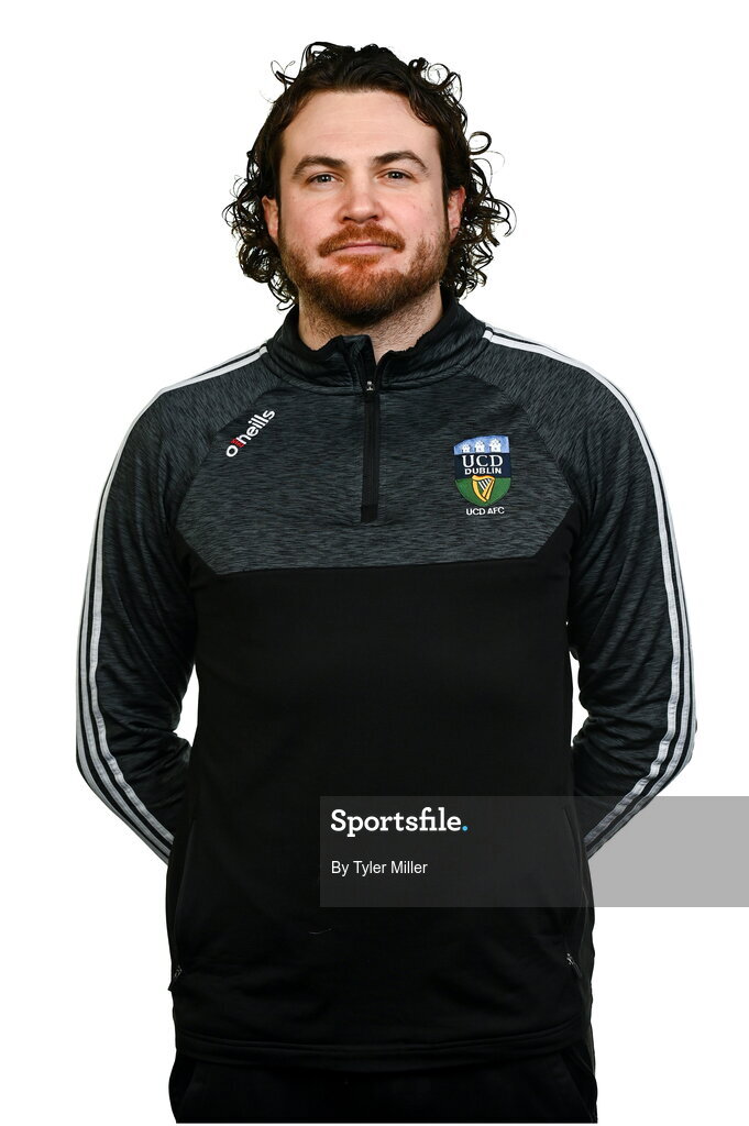 9 February 2024; Media officer Brendan Lacey poses for a portrait during a UCD FC squad portraits session at UCD Bowl in Belfield, Dublin. Photo by Tyler Miller/Sportsfile