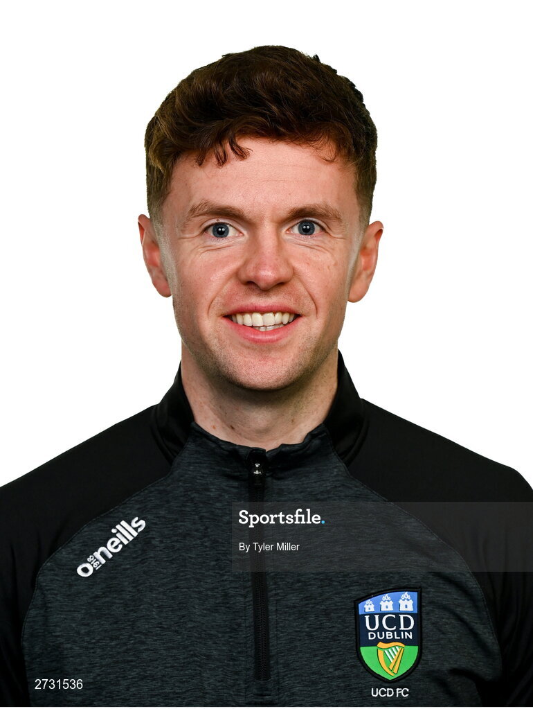 9 February 2024; First team coach Rob Murray poses for a portrait during a UCD FC squad portraits session at UCD Bowl in Belfield, Dublin. Photo by Tyler Miller/Sportsfile