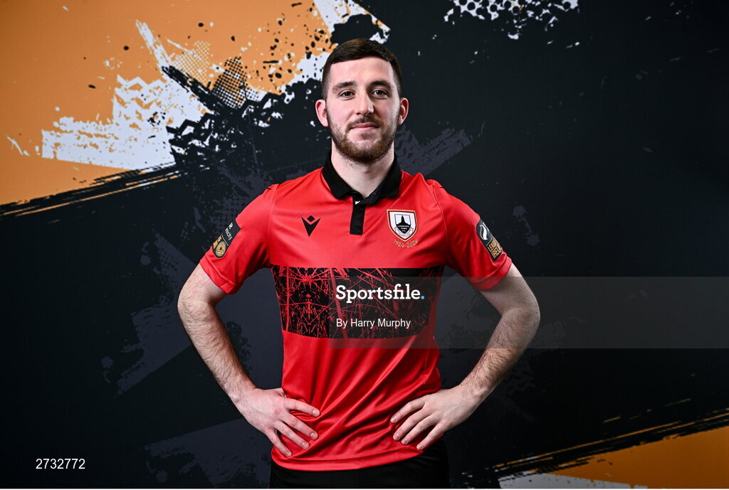 13 February 2024; Oisin Hand poses for a portrait during a Longford Town FC squad portraits session at John Hyland Park in Baldonnell, Dublin. Photo by Harry Murphy/Sportsfile
