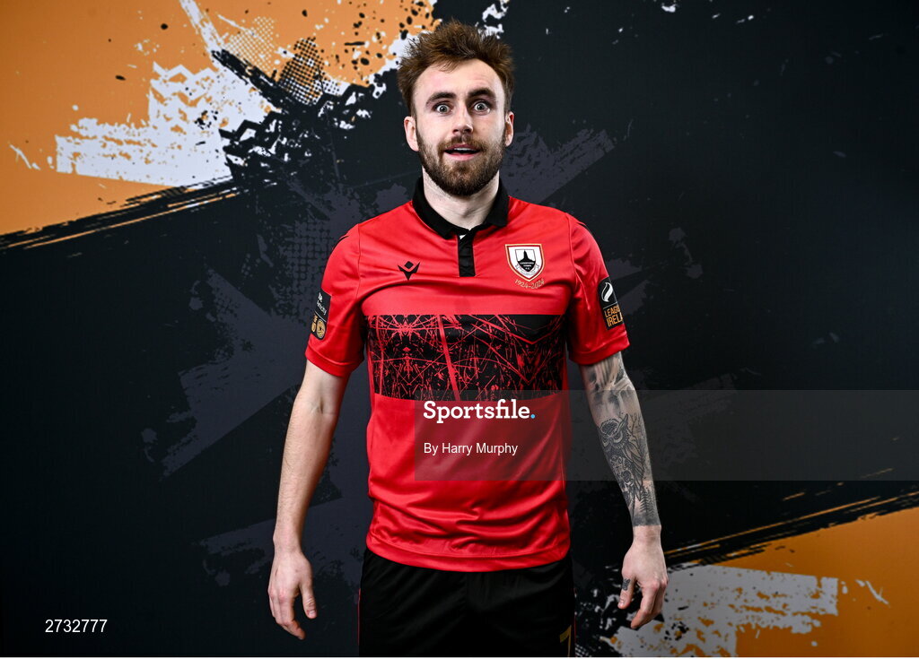 13 February 2024; Luke Wade-Slater poses for a portrait during a Longford Town FC squad portraits session at John Hyland Park in Baldonnell, Dublin. Photo by Harry Murphy/Sportsfile