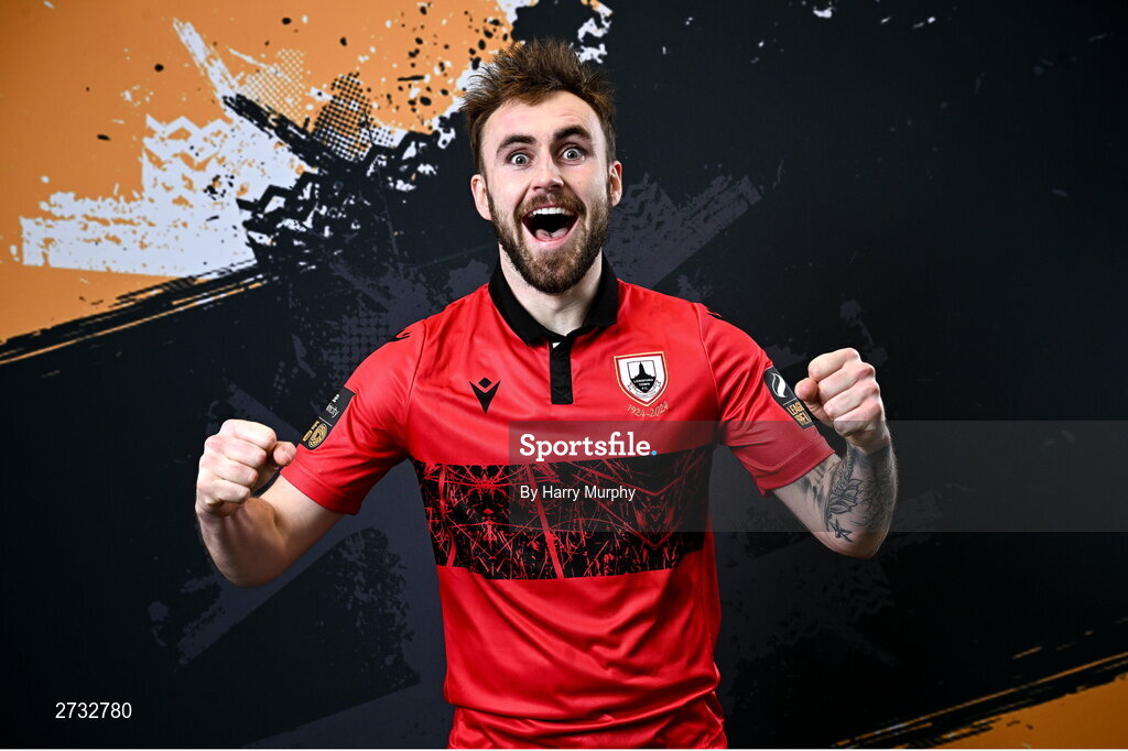 13 February 2024; Luke Wade-Slater poses for a portrait during a Longford Town FC squad portraits session at John Hyland Park in Baldonnell, Dublin. Photo by Harry Murphy/Sportsfile