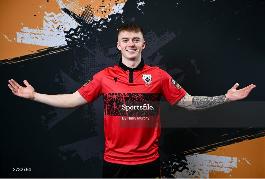 13 February 2024; Kyle O'Connor poses for a portrait during a Longford Town FC squad portraits session at John Hyland Park in Baldonnell, Dublin. Photo by Harry Murphy/Sportsfile