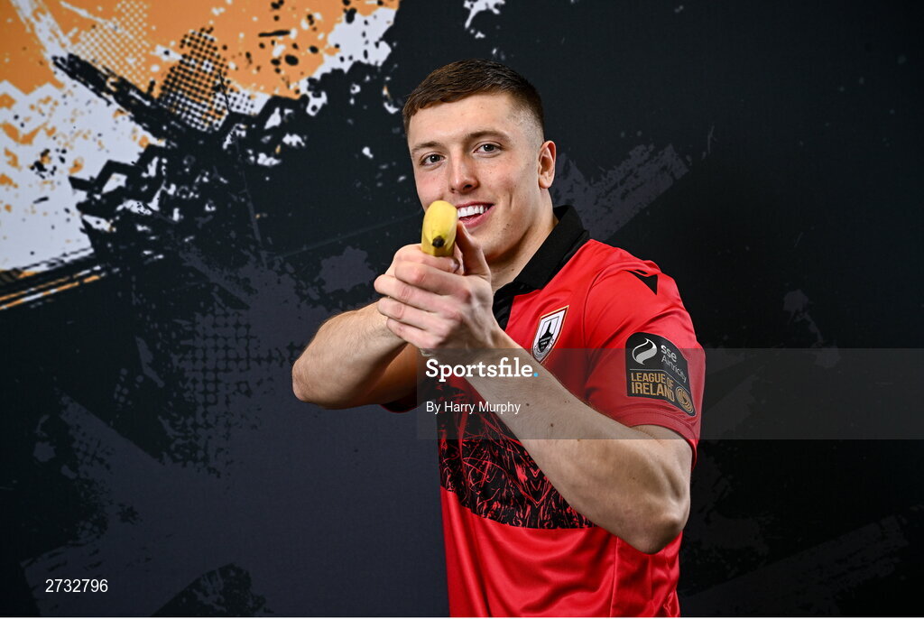 13 February 2024; Jamie Egan poses for a portrait during a Longford Town FC squad portraits session at John Hyland Park in Baldonnell, Dublin. Photo by Harry Murphy/Sportsfile