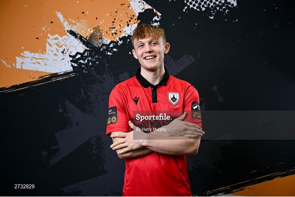 13 February 2024; Samuel Clarke poses for a portrait during a Longford Town FC squad portraits session at John Hyland Park in Baldonnell, Dublin. Photo by Harry Murphy/Sportsfile
