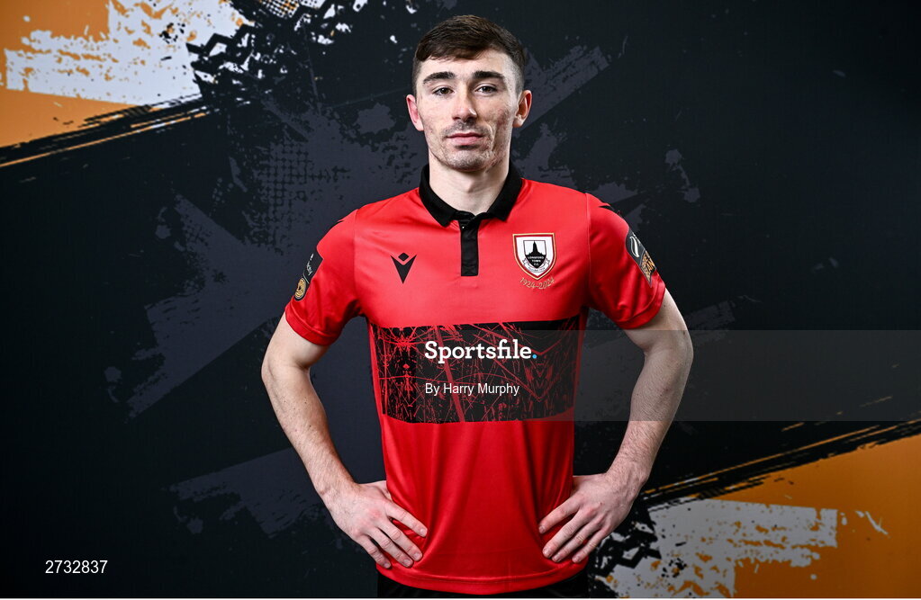 13 February 2024; Ross Fay poses for a portrait during a Longford Town FC squad portraits session at John Hyland Park in Baldonnell, Dublin. Photo by Harry Murphy/Sportsfile