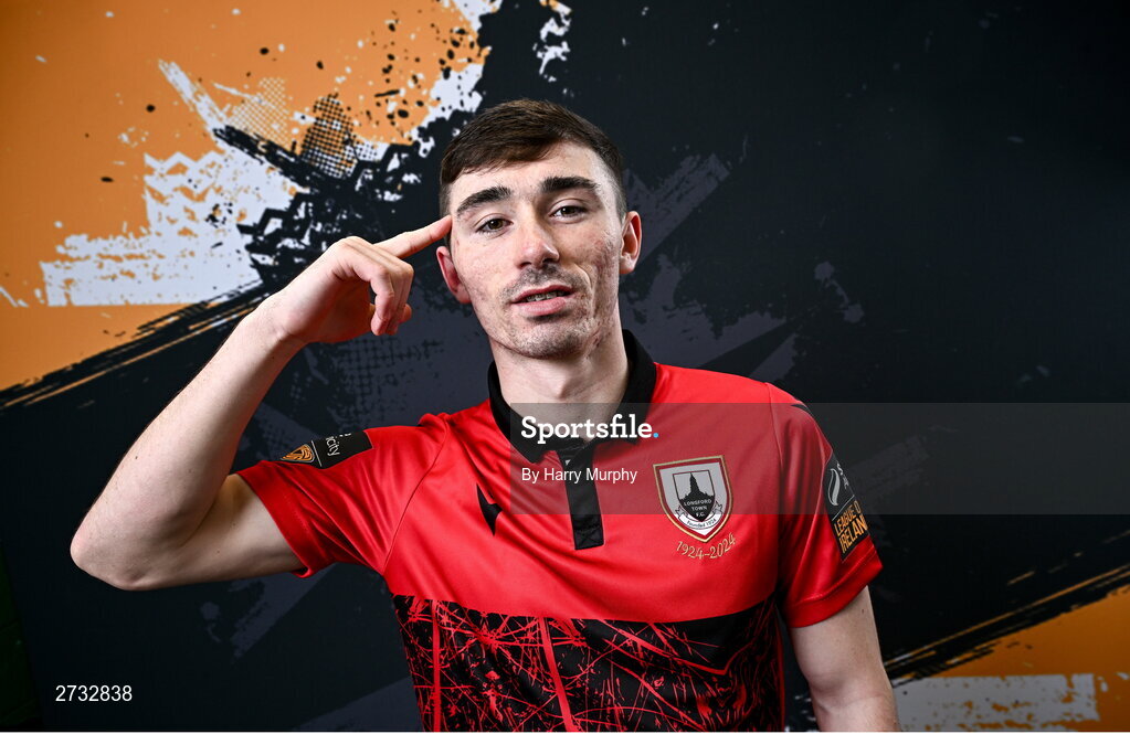 13 February 2024; Ross Fay poses for a portrait during a Longford Town FC squad portraits session at John Hyland Park in Baldonnell, Dublin. Photo by Harry Murphy/Sportsfile