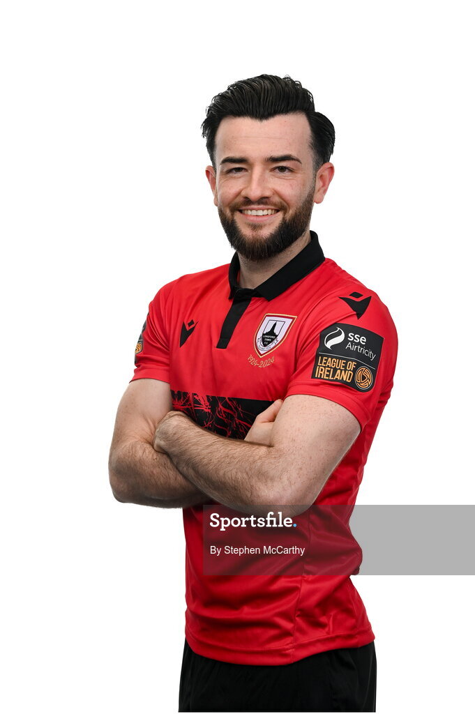 13 February 2024; Adam Wixted poses for a portrait during a Longford Town FC squad portraits session at John Hyland Park in Baldonnell, Dublin. Photo by Stephen McCarthy/Sportsfile