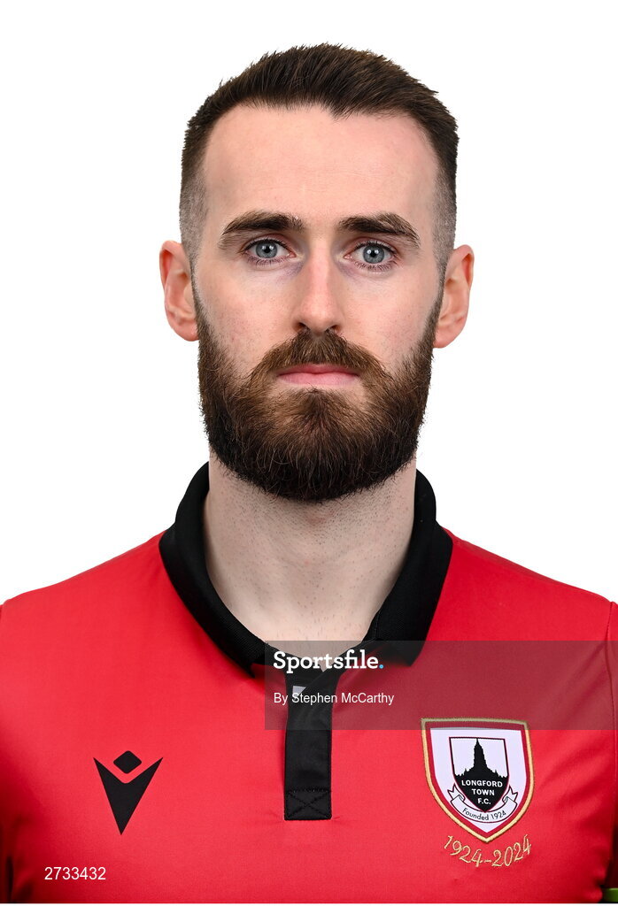 13 February 2024; Shane Elworthy poses for a portrait during a Longford Town FC squad portraits session at John Hyland Park in Baldonnell, Dublin. Photo by Stephen McCarthy/Sportsfile