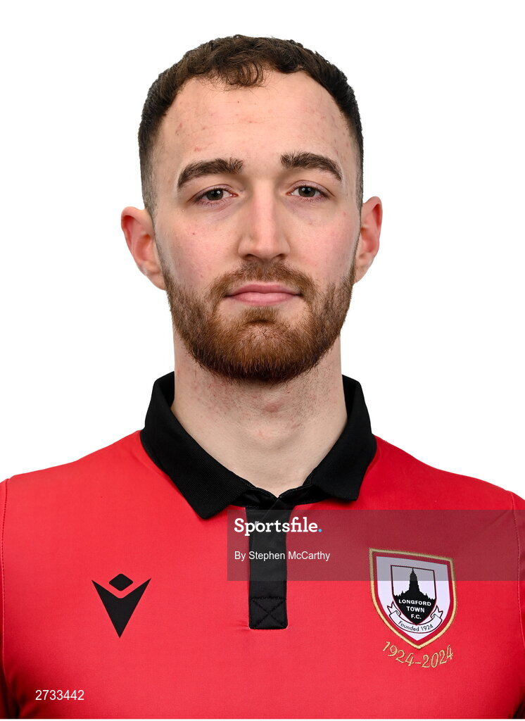 13 February 2024; Dean George poses for a portrait during a Longford Town FC squad portraits session at John Hyland Park in Baldonnell, Dublin. Photo by Stephen McCarthy/Sportsfile