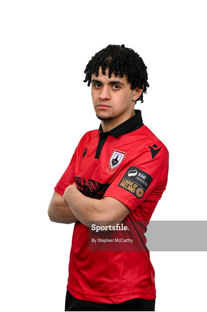 13 February 2024; Mohammed Boudiaf poses for a portrait during a Longford Town FC squad portraits session at John Hyland Park in Baldonnell, Dublin. Photo by Stephen McCarthy/Sportsfile