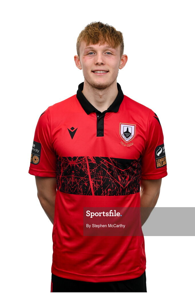 13 February 2024; Samuel Clarke poses for a portrait during a Longford Town FC squad portraits session at John Hyland Park in Baldonnell, Dublin. Photo by Stephen McCarthy/Sportsfile