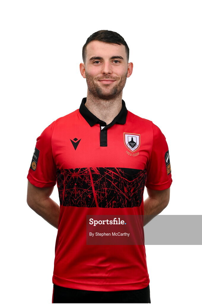 13 February 2024; Karl Chambers poses for a portrait during a Longford Town FC squad portraits session at John Hyland Park in Baldonnell, Dublin. Photo by Stephen McCarthy/Sportsfile