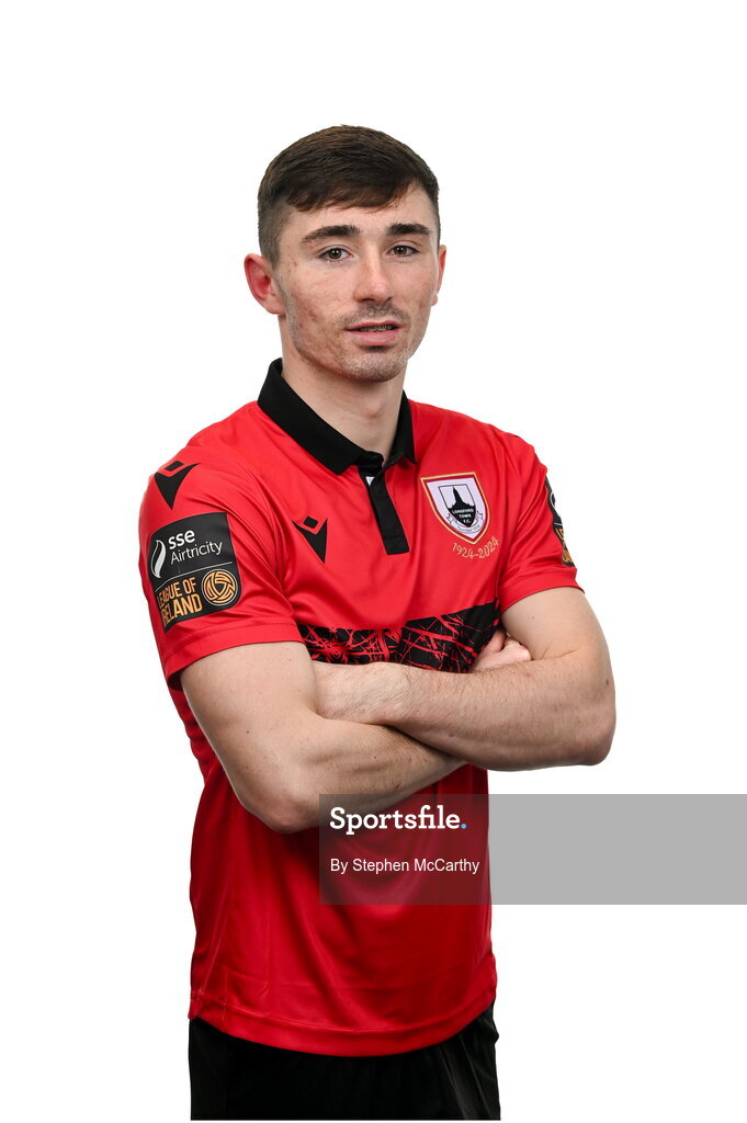 13 February 2024; Ross Fay poses for a portrait during a Longford Town FC squad portraits session at John Hyland Park in Baldonnell, Dublin. Photo by Stephen McCarthy/Sportsfile